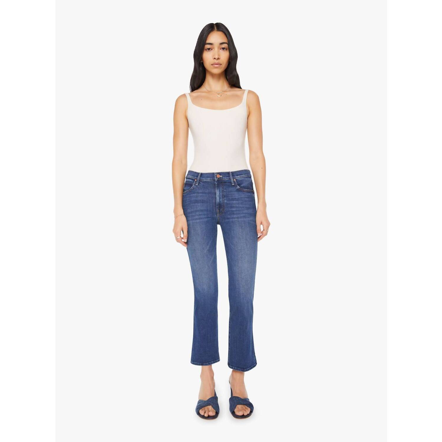 New Mother Smokin Double Flood Jeans In Start Your Engines